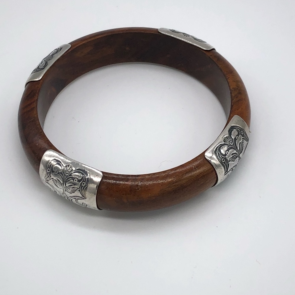 Silpada Wood and Stamped Sterling Silver Bracelet